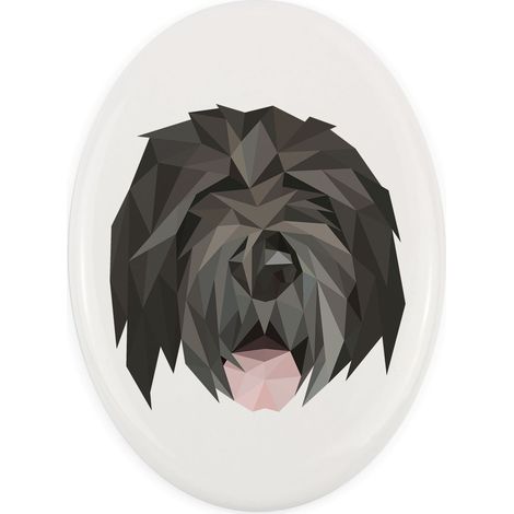 Terrier negro ruso: una placa con una foto y una inscripción geométrica de Art-Dog. (1/4)