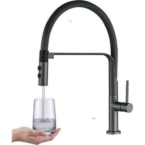 Grifo para lavabo de pie con caño en U SILUETTO Grafito Kuchinox (1/5)