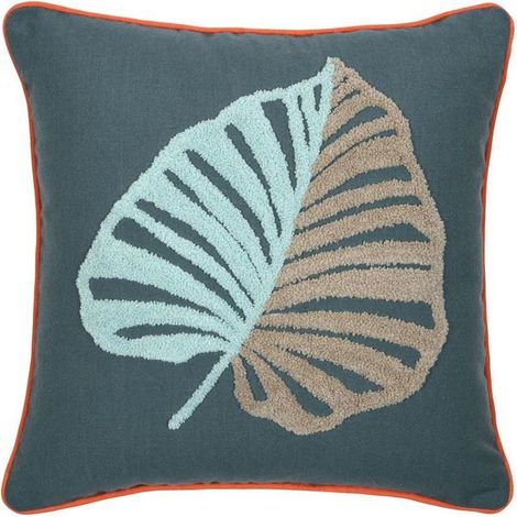 KENTIA Kissen 40x40 cm blau Blatt