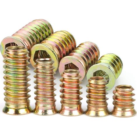 Galvanisé Écrous d'Insert M8 Acier Carbone Fileté Écrou Meuble Insert Ecrou a Sertir Écrou Hexagonal pour Meubles en Bois M8x17mm 20 Pièces (1/5)
