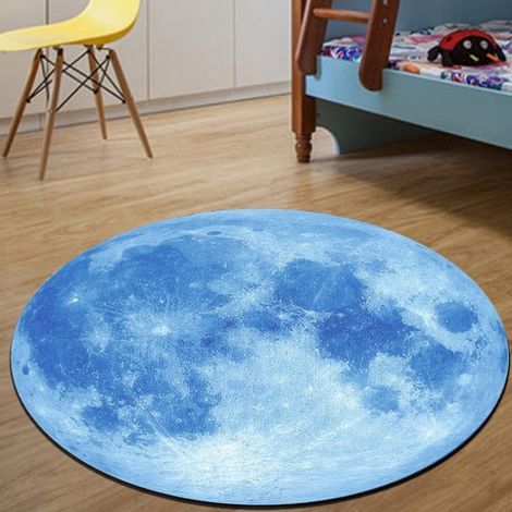 Tapis rond Terre/Lune, tapis circulaire pour chambre/salle de classe, tapis de jeu pour enfants, paillasson, tapis de chaise de bureau antidérapant et lavable, tapis d'entrée/de hall pour parquet (1/5)