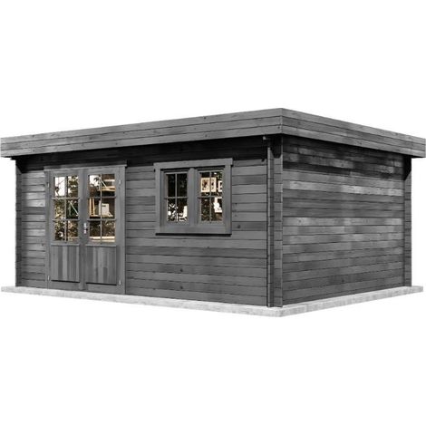 Alpholz Gartenhaus Spree-28 B Gartenhaus aus Holz in Grau, Holzhaus mit 28 mm Wandstärke, Blockbohlenhaus mit Montagematerial (1/4)