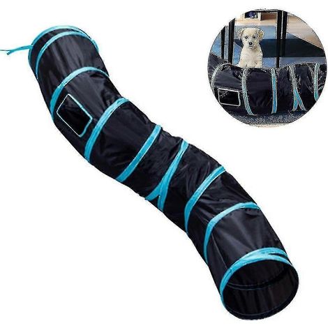 Tunnel pliable interactif pour chat (couleur : bleu et noir) (1/5)