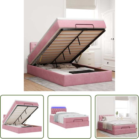 vidaXL Ottoman-Bett mit Matratze & LEDs Rosa 120x200 cm Samt (1/5)
