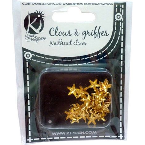 Ki-Sign - Clous rivet à griffes Étoile ø10mm Doré 30 pièces