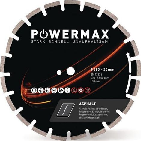 POWERMAX Diamanttrennscheibe PowerMax Asphalt Ø 400 mm Bohrung 25.4 mmSegmentbreite 3,4 mm Segmenthöhe 12 mm (1/2)