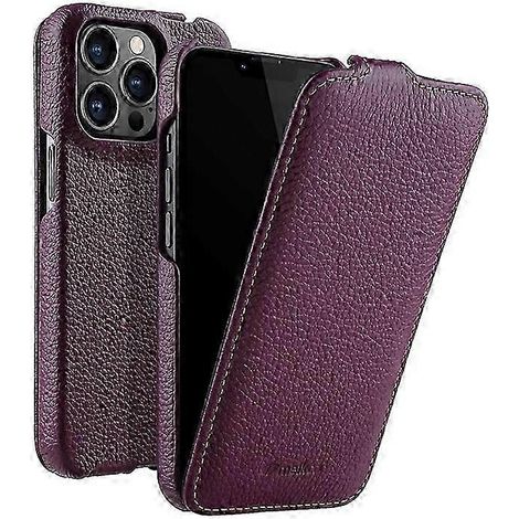 ELKCO Echtleder-Hülle für iPhone 12/12 Pro - Vertikale, strukturierte PC-Hülle in Litschi-Optik (1/5)