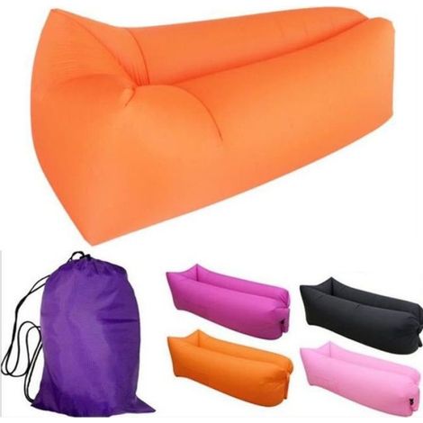 Canapé Gonflable - Polyester Taffetas 190T - 240 x 72 cm - Extérieur Plage Piscine Montagne - 1 Personne - Orange