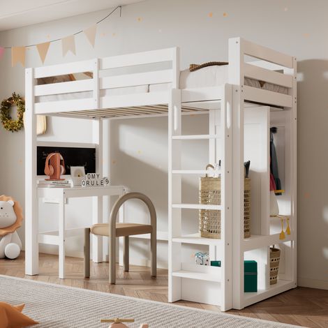 letto 90x200 con scrivania armadio salvaspazio bianco HAVRYA (1/5)