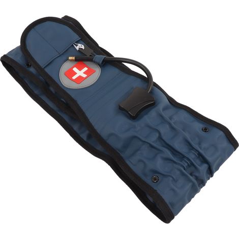 Ceinture de décompression dorsale gonflable, relaxante pour les muscles, avec fonction de traction, en TPU, pour un soutien lombaire, bleu et argent, gonfleur L (1/5)