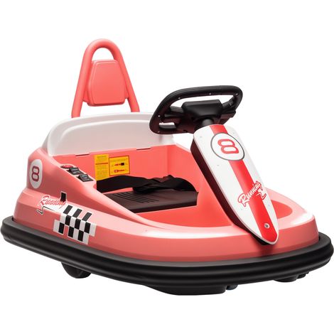 6V Electric Kids Bumper Car, 6V Spin Waltz Car, with Music, Horn, Lights - Pink