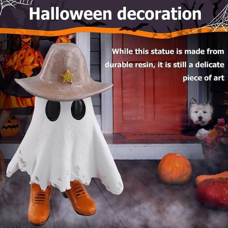 Décoration d'Halloween fantôme cowboy, statues d'intérieur mignonnes et effrayantes avec bottes, pour étagère ou cheminée.