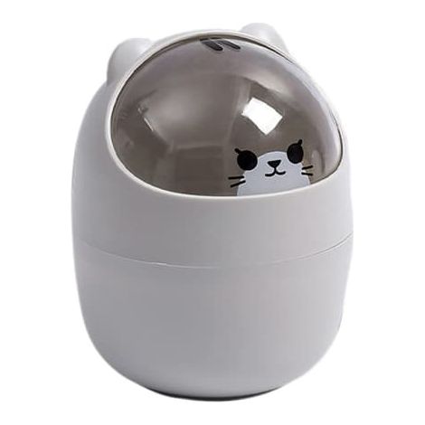 Poubelle de bureau, poubelle originale et mignonne avec couvercle, pour chambre, salle de bain, voiture, 4 L, grise (1/5)