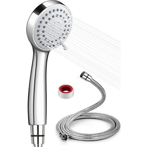 Pommeau de douche 3 jets haute pression avec flexible de 1,5 m, pommeau de douche économique, douchette à main avec flexible.