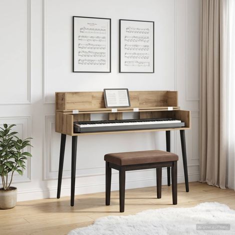 vidaXL Studio Desk Artisan Oak 152 x 40 x 19.5 cm Engineered Wood (1/5)