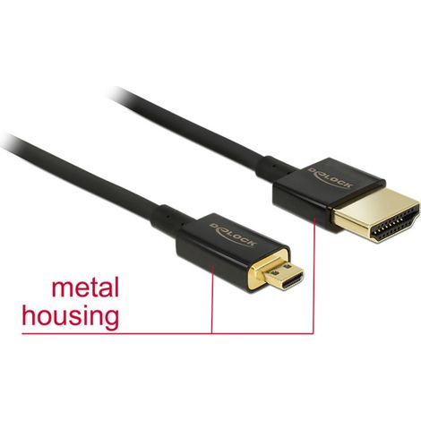 Câble de raccordement Delock HDMI Fiche mâle HDMI-A, Fiche mâle HDMI-Micro-D 0.25 m noir 85119 conta