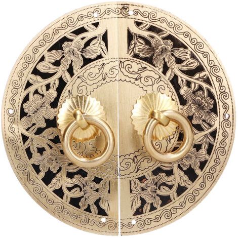 SABIR Poignée de porte en laiton à motif de fleurs rondes de 11 cm, pour armoire, placard, salon (1/5)