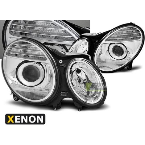 Paire de feux phares Mercedes Classe E W211 02-06 xenon chrome-27361508 (1/4)