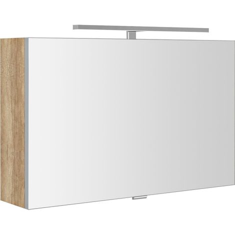 CLOE Armoire à miroir avec éclairage LED 80x50x18cm, chêne Alabama (1/2)