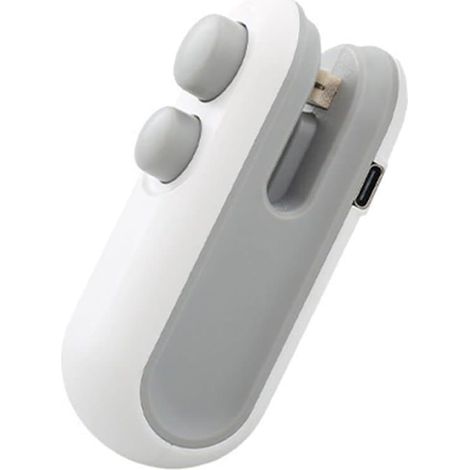 Machine portable de scellage de sachets de chips, machine de scellage d'emballages plastiques rechargeable, adaptée à une utilisation à domicile, en voyage et en extérieur (blanche). (1/5)
