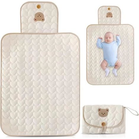 1 Coussin à langer, 70x50 cm, coton doux, tapis portable, voyage, poussette (1/3)