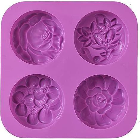moules Savon En Silicone En Forme De Fleur, Moule Savon Fait Maison, Muffins, Puddings, Geles, Brownies Et Cheesecake, Antiadhsifs Et Sans Bpa (1/5)