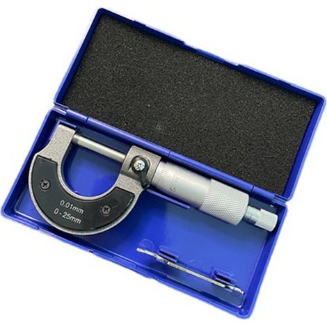 Micromètre extérieur précis Étrier Outil de mesure du diamètre extérieur Micromètre de 0 à 25 mm Graduation de 0,01 mm pour la réparation automatique et l'automobile