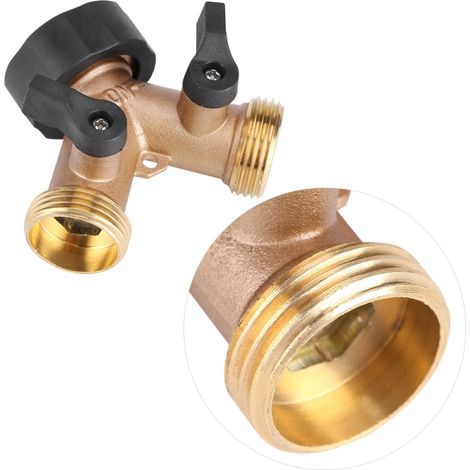 Adaptador de grifo de jardín de cobre de 2 vías en Y de 3/4" estándar europeo de doble ramal (1/5)