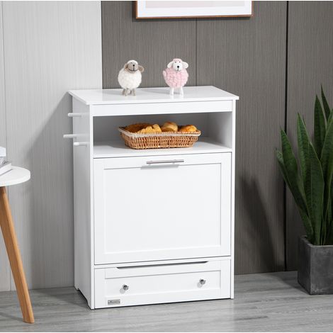 Stazione di alimentazione per animali con 2 ciotole in inox, bianco 61 x 35,5 x 82 cm DESVIAE (1/5)