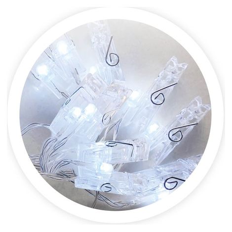 Pinzas LED transparentes 1,35M Luz fría
