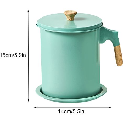 Réservoir de filtre à huile domestique en maille avec couvercle, grand récipient à graisse, pot de stockage d'huile (1/5)