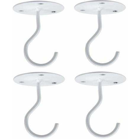 4pcs Wall Mount Ceiling Hooks Hanging Chandelier Plate Hook (White) (1/5)