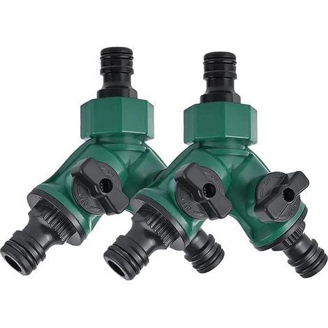 E-RFSEY distributeur 2 voies arrosage 2 x 3/4" Distributeur d'eau en plastique à 2 voies pour l'aménagement paysager, le jardinage, la floriculture, l'irrigation (1/5)