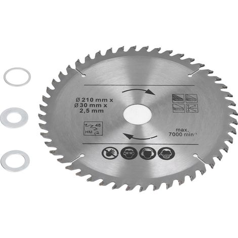 Lame de scie circulaire en carbure pour le travail du bois, scies à onglets, coupe bois et plastique, 8-1/4 po, 210 x 48 x 30