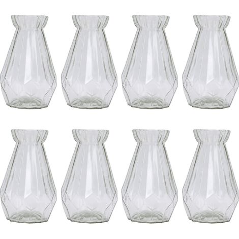 Petits Vases à fleurs en verre Transparent, 8 pièces, beau Design géométrique à facettes pour la maison, la Table, le bureau, les centres de Table de mariage (1/5)