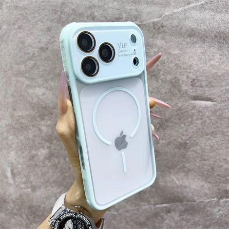 (iPhone 16 Pro, Bleu) Étui de protection magnétique Magsafe pour iPhone, compatible avec la recharge sans fil, résistant aux chocs.