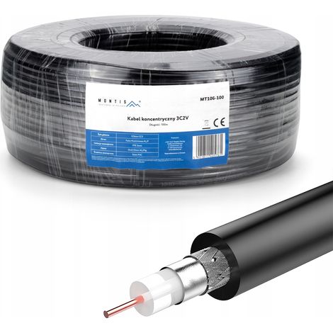 CAVO ANTENNA TV COASSIALE 3C2V NERO 100 m (1/4)