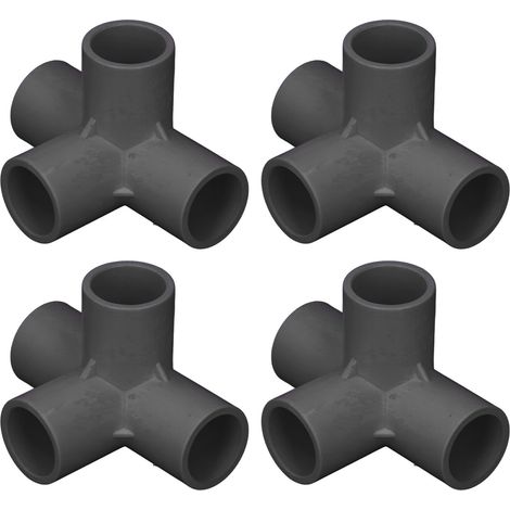 10 Stück PVC-Rohrverbinder, 0,8 Zoll, 4-Wege-Winkelverbinder für Möbel- und Zeltverbindungen, Schwarz (1/5)