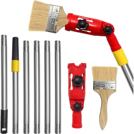 Rallonge de pinceau multi-angle, 1,7 m, rouleau de peinture multi-angle, barre d'extension avec pinceau, pour murs, plafonds et coins (1/5)