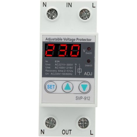 Relais de protection sous-tension 230 V avec voltmètre intégré – Modèle SVP-912, réglable et auto-récupérable (1/5)