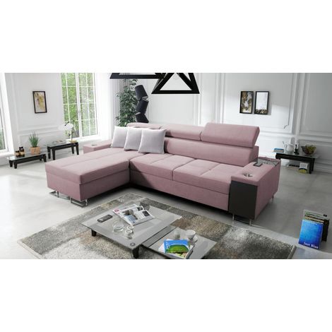 Bequemes Ecksofa mit Schlaffunktion MORENA I MINI Sawana Rosa Links (1/5)