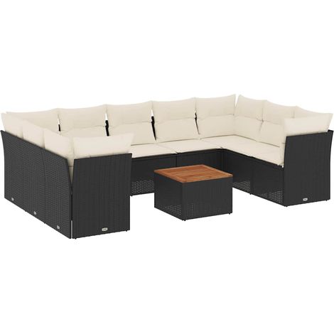 Maison Exclusive - Set de sofás de jardín 10 pzas cojines ratán s (1/5)