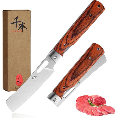440A Acier Inoxydable Ultra Sharp Pocket Couteau de Chef Pliant Style Japonais Couteau d'office Couleur Manche en Bois Camping Voyage Extérieur Couteau de Cuisine Portable (1/5)