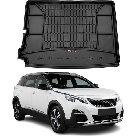 Tapis de Coffre 3D TPE Premium Compatible avec Peugeot 5008 II 2017-2022 Bac de Protection de Coffre Intérieur antidérapant Revêtement de Coffre Bords Hauts pour Voiture Noir (1/5)