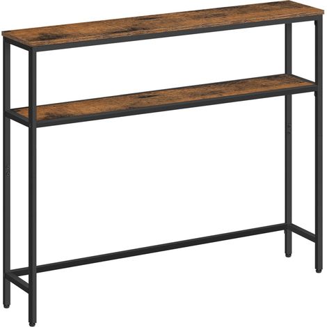 Consolle per ingresso tavolino sottile a 2 ripiani 20 x 120 x 80 cm tavolino laterale con 2 ripiani per soggiorno o camera da letto marrone 120005225