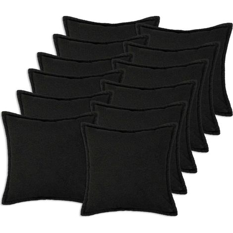 Housse de coussin 12 pcs HOUTEN Noir 45 x 45 cm Bouclé vidaXL