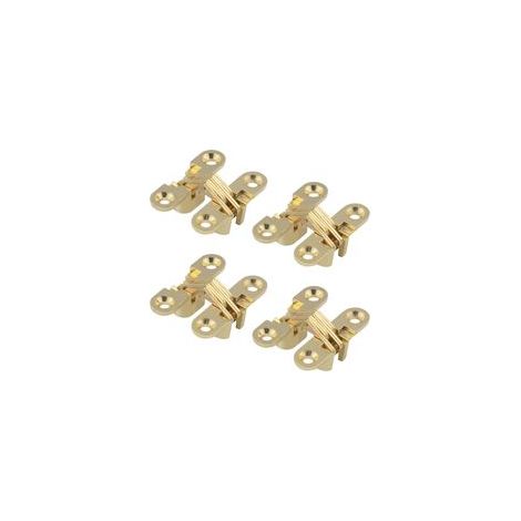 Charnière Cachée, Croix Charnières, Charnière Invisible, Charnières Croisées Invisibles pour Porte Pliante à 180 Degrés, pour Meubles, Porte en Bois, Armoire, Placard, Boîte en Bois, 4 Pack (1/5)