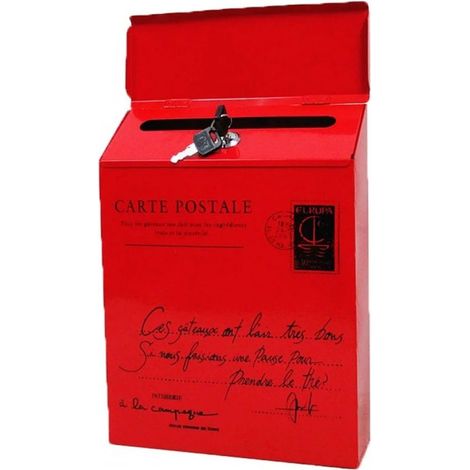 Boîte en fer forgé de style champêtre avec serrure - grande serrure rouge à petites lettres