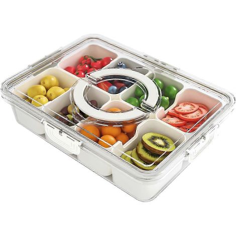 Unterteilte Lunchbox mit Deckel und Griff, ideal für unterwegs. Multifunktionaler Lebensmittelorganizer, geeignet für verschiedene Wurstsorten. (1/5)