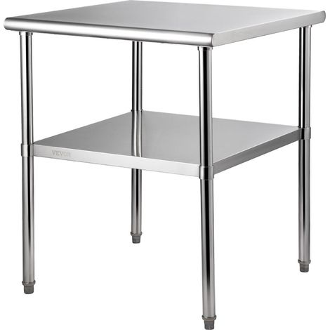 Optimiser l'Espace Culinaire Table de Cuisine Inox 2 Niveaux Étagère Réglable Pieds Ajustables Charge 362 kg (1/5)
